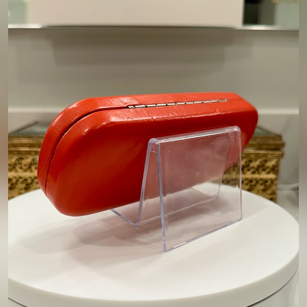 Valentino - Red Leather-Covered Hinged Eyeglass/Sunglass/Eyewear Hard-Case VGUC - Picture 4 of 15